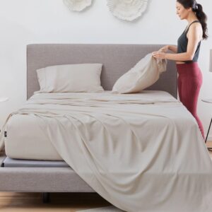 Leinen Bettwäsche Set mit atmungsaktivem Gewebe und Spannbettlaken System
