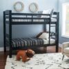 Etagenbett Doppelstockbett Twin stabiler Holzrahmen schwarz Schlafbett