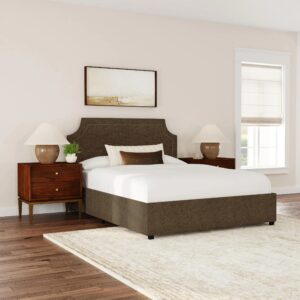 Polster-Platformbett mit Stahlrahmen elegantes Bettgestell mit Kopfteil
